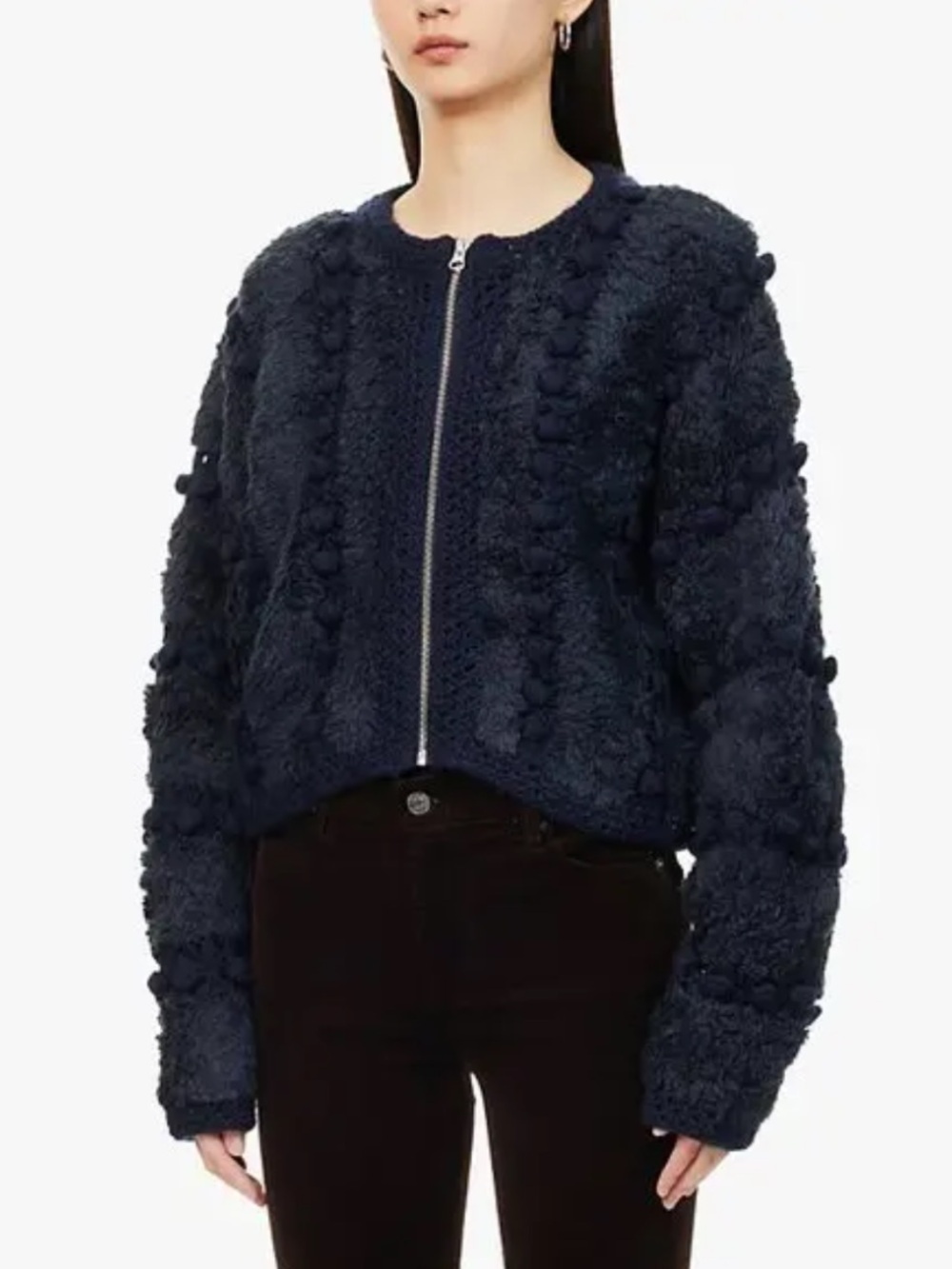 House Of Harlow 1960 Pom Pom Knit Cardigan Sweater